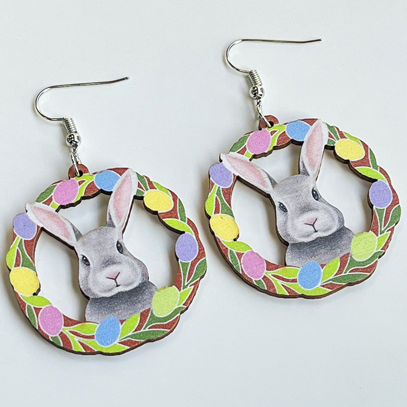 Wholesale 2pcs Cute Mushroom Cross Rabbit Easter Egg Earrings